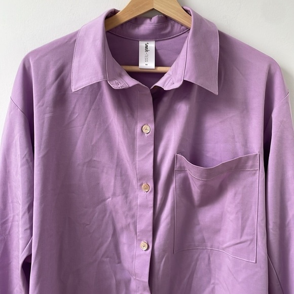 Smash + and Tess Diversion Button Shirt Dress Longsleeve Tencel Purple XS - Picture 7 of 11